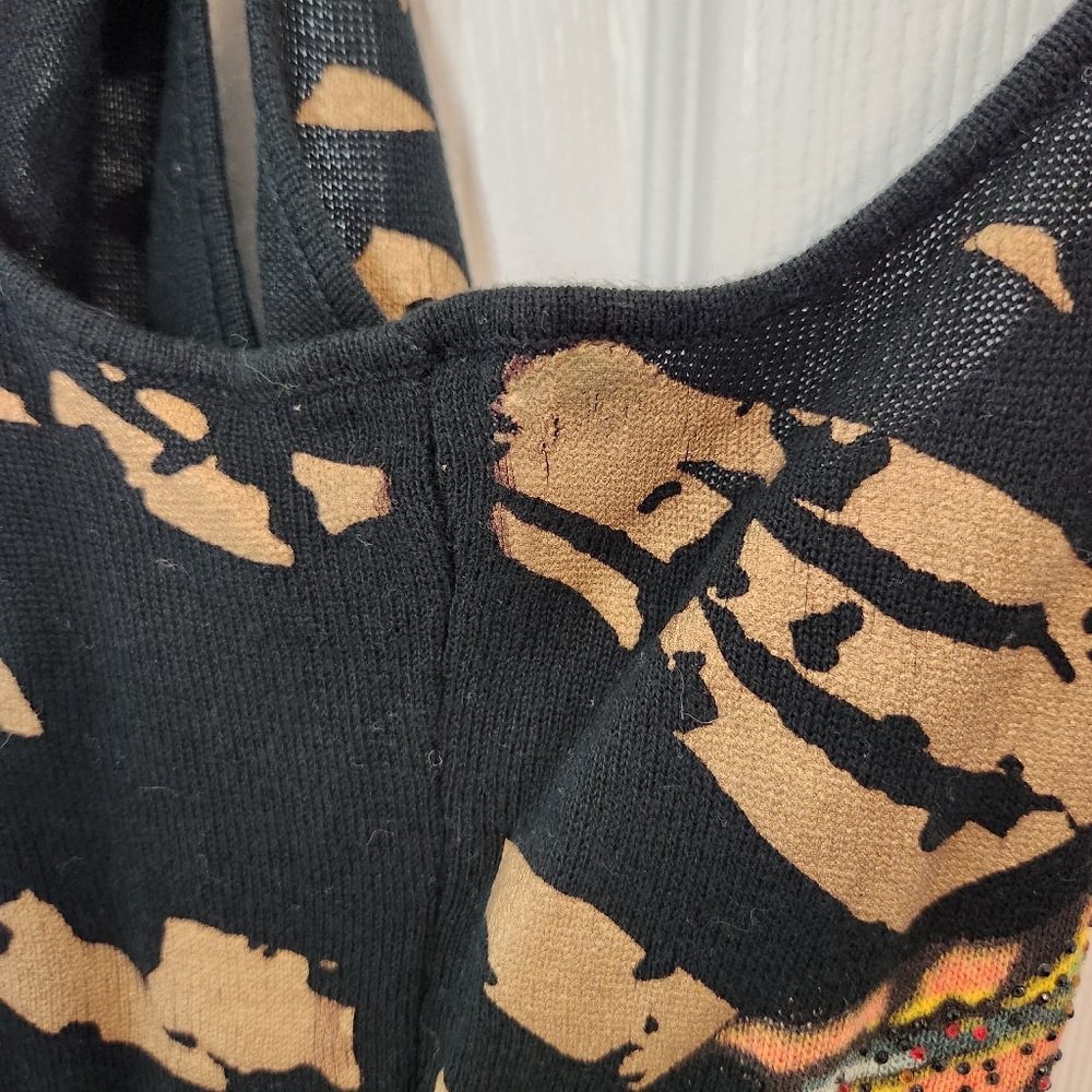 Ed Hardy x Christian Audigier Knit Mini Dress Tiger Head Animal Small Rhinestone - Picture 6 of 8